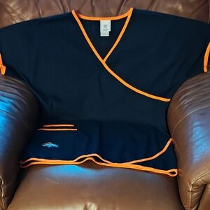 Navy and Orange Scrub Top